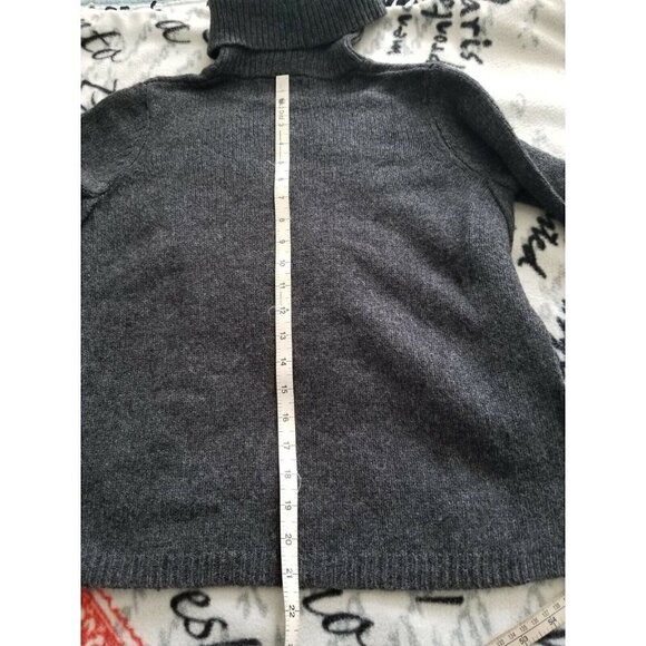 CYNTHIA ROWLEY Merino Wool Blend TurtleNeck Tie Sides Charcoal Sweater Top Sz XS - Picture 8 of 10